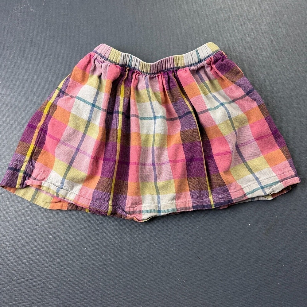 Tea Collection Girls 3T Pink Purple Plaid Flannel Skirt Preppy Boho Casual Style
